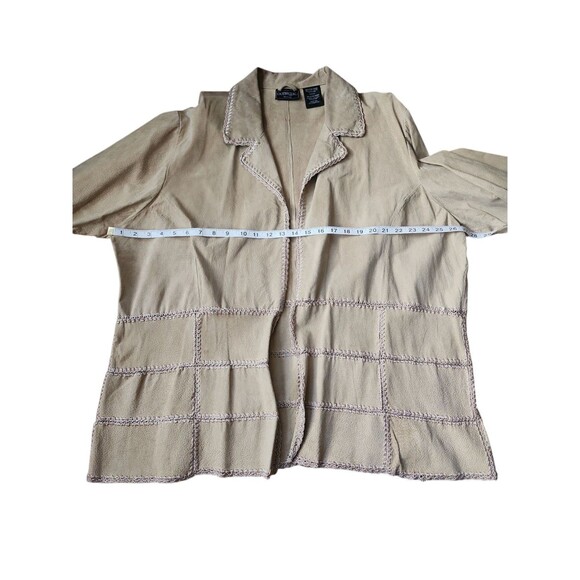 Outbrook Suede Jacket Women's Size 3X Crochet Patchwork Boho Cottage Tan Hippie - Picture 8 of 9